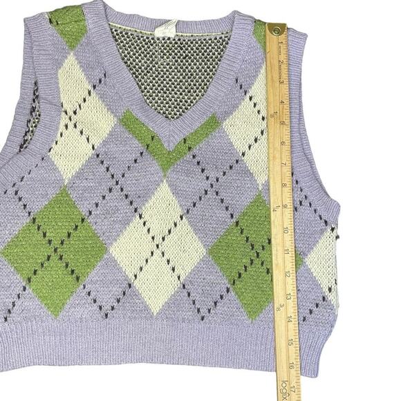 Urban Outfitters Argyle Cropped Vest Sz M - Picture 9 of 9